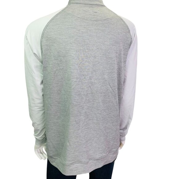 Straight Down Mens Quarter 1/4 Zip Pullover Off White Gray Stretch Size L - Picture 7 of 12
